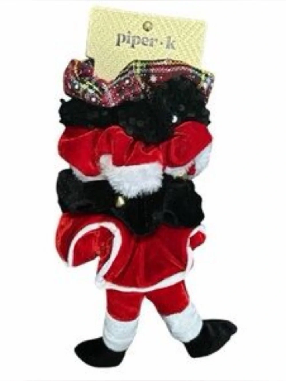 Piper K NEW Christmas Novelty Fabric Scrunchies 5pk Holiday Santa legs
